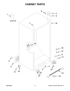 Cabinet Parts Diagram and Parts List for WZF79R20DW06  Whirlpool Freezer