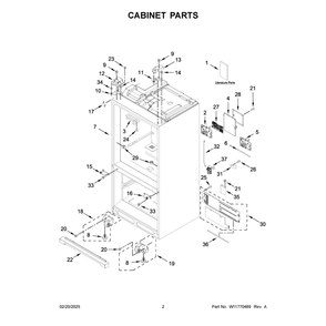 Cabinet Parts Diagram and Parts List for WRX986SIHV04  Whirlpool Refrigerator