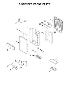 Dispenser Front Parts Diagram and Parts List for WRF995FIFZ00  Whirlpool Refrigerator