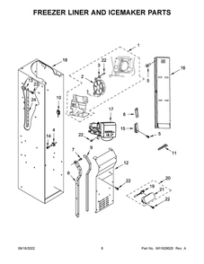 Freezer Liner And Icemaker Parts Diagram and Parts List for KBSN702MPA00  KitchenAid Refrigerator