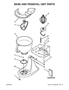 Base And Pedestal Unit Parts Diagram and Parts List for 5KSM150PSCCZ0  KitchenAid Mixer