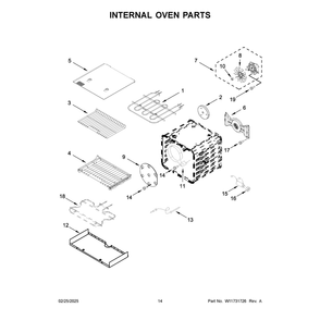 Internal Oven Parts Diagram and Parts List for KFDC500JMB03  KitchenAid Range