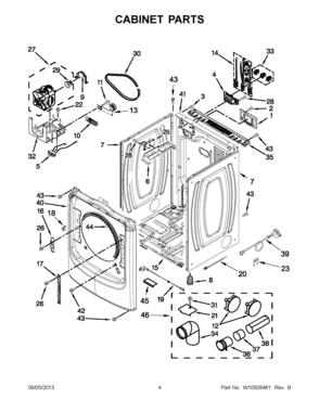 03 - CABINET PARTS Diagram and Parts List for YMED9000YG2  Whirlpool Dryer