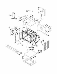 Lower Oven Parts Diagram and Parts List for IBD350DS00  Whirlpool Wall Oven