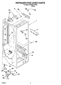 REFRIGERATOR LINER PARTS Diagram and Parts List for 6ED2FHKXKQ03  Whirlpool Refrigerator