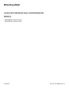 Cover Sheet Diagram and Parts List for KBFN506ESS01  KitchenAid Refrigerator
