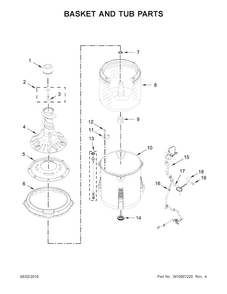 Basket And Tub Parts Diagram and Parts List for 11022532511  Kenmore Washer