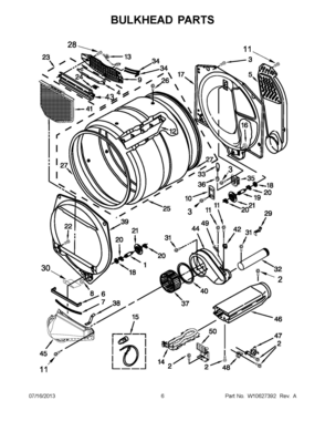 03 - BULKHEAD PARTS Diagram and Parts List for YMEDX600XW1  Whirlpool Dryer