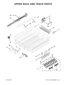 Upper Rack And Track Parts Diagram and Parts List for KDTM404EWH2  KitchenAid Dishwasher
