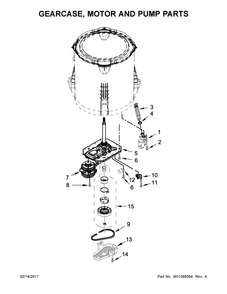 Gearcase, Motor And Pump Parts Diagram and Parts List for 7MWTW4925EW1  Whirlpool Washer