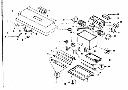 Range Hood Diagram and Parts List for 8505546721  Kenmore Range Hood