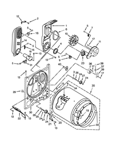 Bulkhead Parts Diagram and Parts List for 7MWGD1950EI0  Whirlpool Dryer