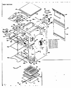 Body Section Diagram and Parts List for 8504277081  Kenmore Range