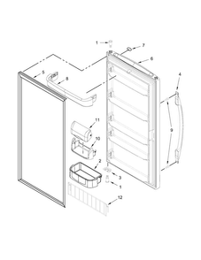 Door Parts Diagram and Parts List for WSZ57L18DM00  Whirlpool Freezer