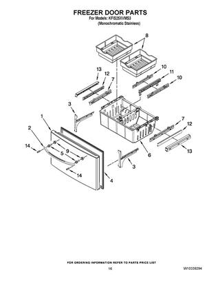 Freezer Door Parts Diagram and Parts List for KFIS25XVMS3  Whirlpool Refrigerator
