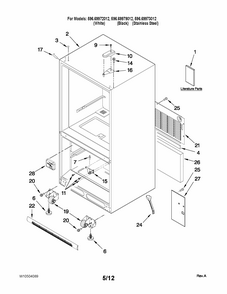 Cabinet Parts Diagram and Parts List for 59669973012  Kenmore Refrigerator
