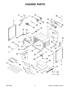 Chassis Parts Diagram and Parts List for YWFES5030RV0  Whirlpool Range