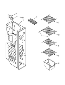 Freezer Liner Parts Diagram and Parts List for 10641123211  Kenmore Refrigerator