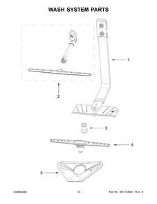 Wash System Parts Diagram and Parts List for UDPS5118PP0  Whirlpool Dishwasher