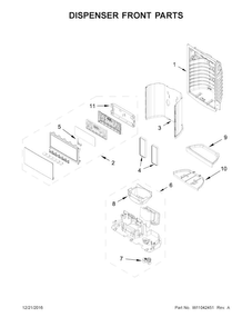 Dispenser Front Parts Diagram and Parts List for WRX735SDBM04  Whirlpool Refrigerator