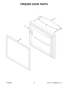 Freezer Door Parts Diagram and Parts List for WRB329RFBM02  Whirlpool Refrigerator