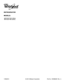 Cover Sheet Diagram and Parts List for W8TXEGFYQ03  Whirlpool Refrigerator