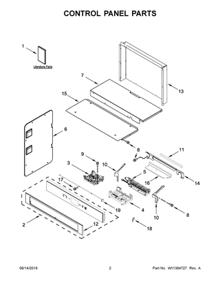 Control Panel Parts Diagram and Parts List for KOCE900HBS02  Whirlpool Microwave Oven Combo