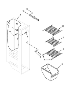 Freezer Liner Parts Diagram and Parts List for WRS325FDAT02  Whirlpool Refrigerator
