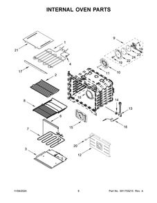 05 - Internal Oven Parts Diagram and Parts List for JMW2430LL04  Whirlpool Microwave Oven Combo