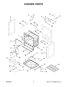 04 - Chassis Parts Diagram and Parts List for YAER6303MMS1  Whirlpool Wall Oven