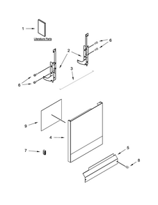 Door And Panel Parts Diagram and Parts List for IDF320PAFW0  Whirlpool Dishwasher