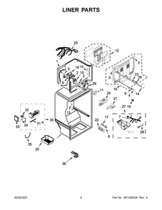 Liner Parts Diagram and Parts List for WRT318FMDW06  Whirlpool Refrigerator