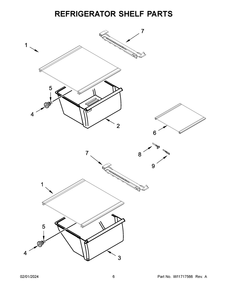 Refrigerator Shelf Parts Diagram and Parts List for WRS315SDHZ18  Whirlpool Refrigerator
