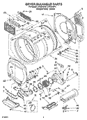 DRYER BULKHEAD PARTS Diagram and Parts List for LTE6234DQ5  Whirlpool Washer Dryer Combo