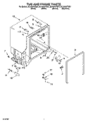 TUB AND FRAME PARTS Diagram and Parts List for DU1055XTSB1  Whirlpool Dishwasher
