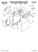 FRAME AND CONSOLE, LITERATURE Diagram and Parts List for DU920PWKT0  Whirlpool Dishwasher