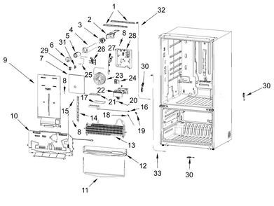 Water And Filter Parts Diagram and Parts List for WRFF3736SV00 WRFF3736SZ00-WRFF3736SW00 Whirlpool Refrigerator