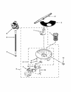 Pump, Washarm And Motor Parts Diagram and Parts List for IUD8100YS4  Whirlpool Dishwasher