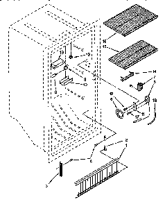 Liner Diagram and Parts List for EV150NXEW0  Whirlpool Freezer