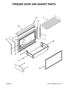 Freezer Door And Basket Parts Diagram and Parts List for KBFN502EPA01  KitchenAid Refrigerator
