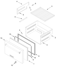 Lower Drawer Parts Diagram and Parts List for KUDF204KSB01  Whirlpool Refrigerator