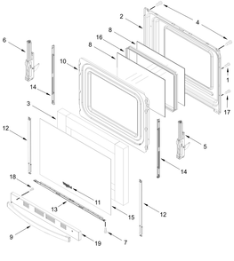 Door Parts Diagram and Parts List for WSES5030SZ0  Whirlpool Wall Oven