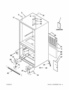 Cabinet Parts Diagram and Parts List for 59669283013  Kenmore Refrigerator