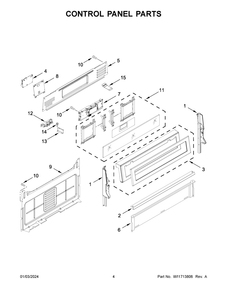 Control Panel Parts Diagram and Parts List for KFGG500EBS8  KitchenAid Range