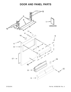 Door And Panel Parts Diagram and Parts List for KDTM384ESS1  KitchenAid Dishwasher