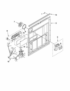Door And Latch Parts Diagram and Parts List for 66516012402  Kenmore Dishwasher