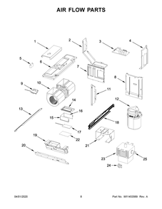 Air Flow Parts Diagram and Parts List for WML55011HB4  Whirlpool Microwave