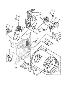 Bulkhead Parts Diagram and Parts List for 7MWED1900EW0  Whirlpool Dryer