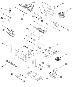 Cabinet And Stirrer Parts Diagram and Parts List for JOEMC130RL00  Whirlpool Microwave