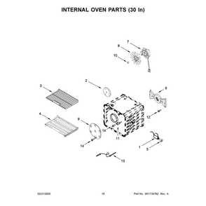 Internal Oven Parts (30 In) Diagram and Parts List for KFGC558JAV07  KitchenAid Range